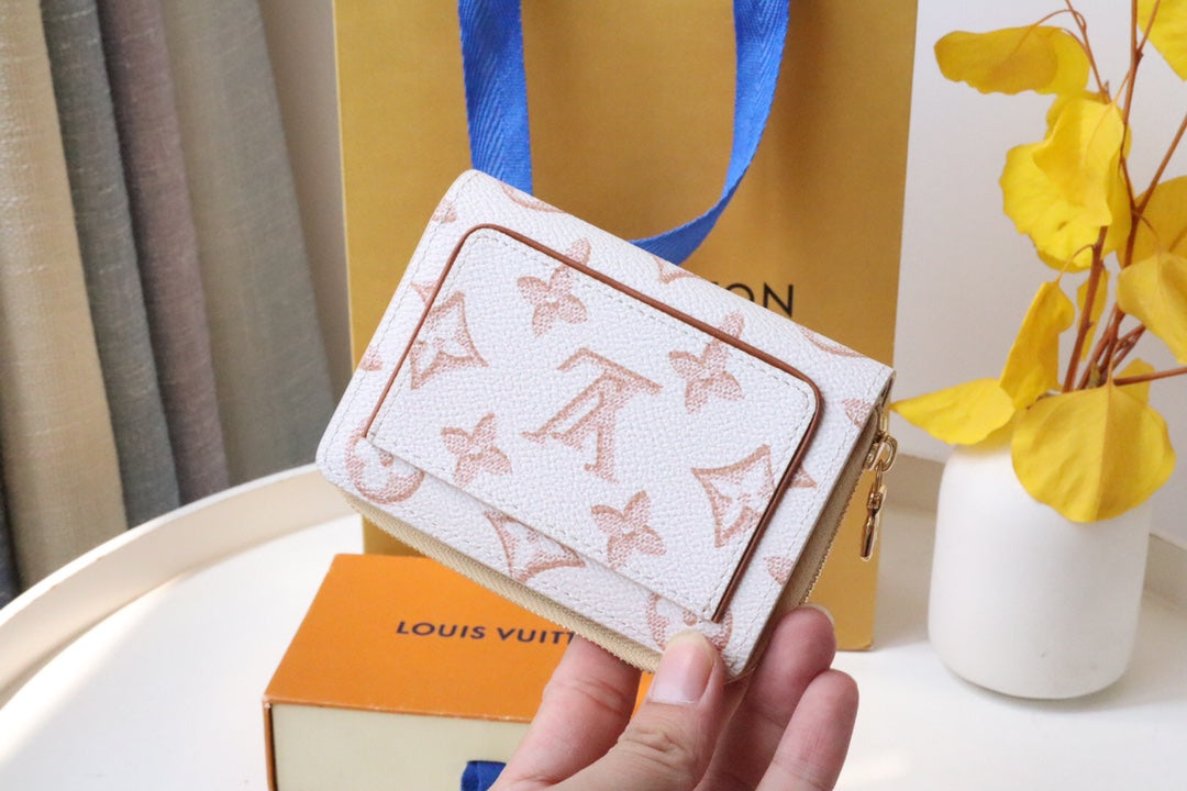 LOU WALLET 11.5 WHITE PINK MONOGRAM CANVAS