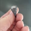Black Tourmalinated Quartz Ring Black Rutilated Quartz 8x10 Oval Black Wicked Fairy Black Silver Gothic Ring Alternative Engagement Ring