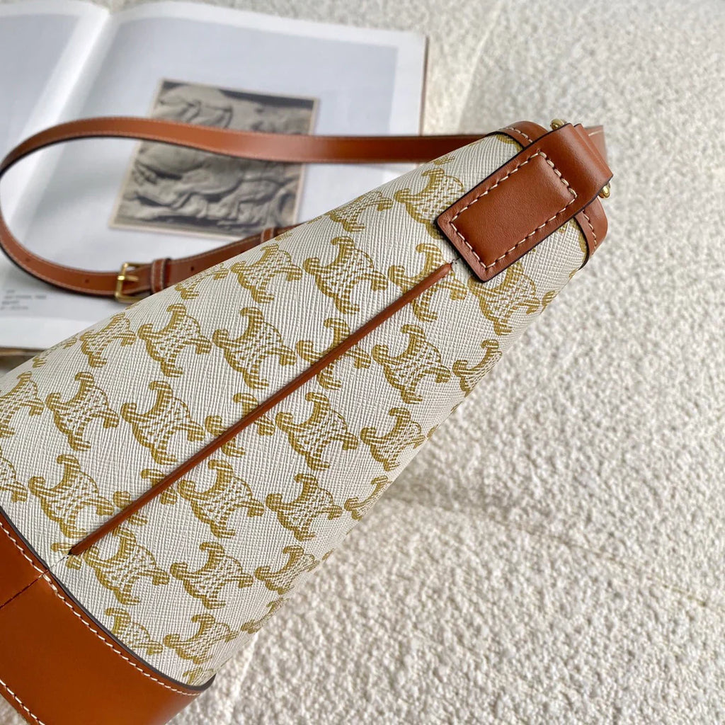 Celine flower white 20 small bucket bag 20_22_13cm