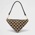 Prada Women Symbol Leather and Fabric Mini Bag Beige 28x16x13cm