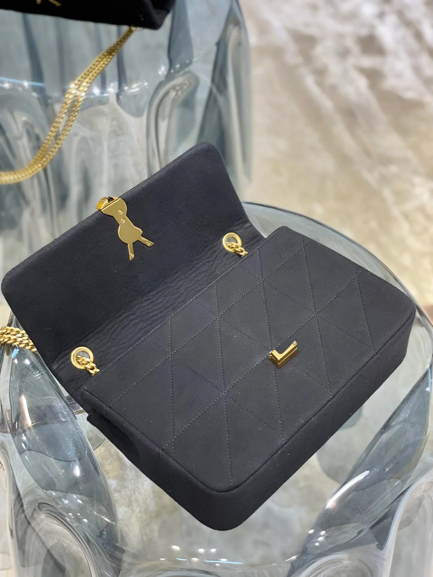 YSL Jamie Medium Chain Bag Black Carré Rive Gauche 24_15.5_6.5cm