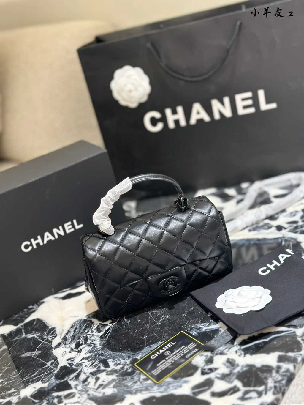 CHANEL Classic Black Lambskin Tote Bag 20_13_9cm