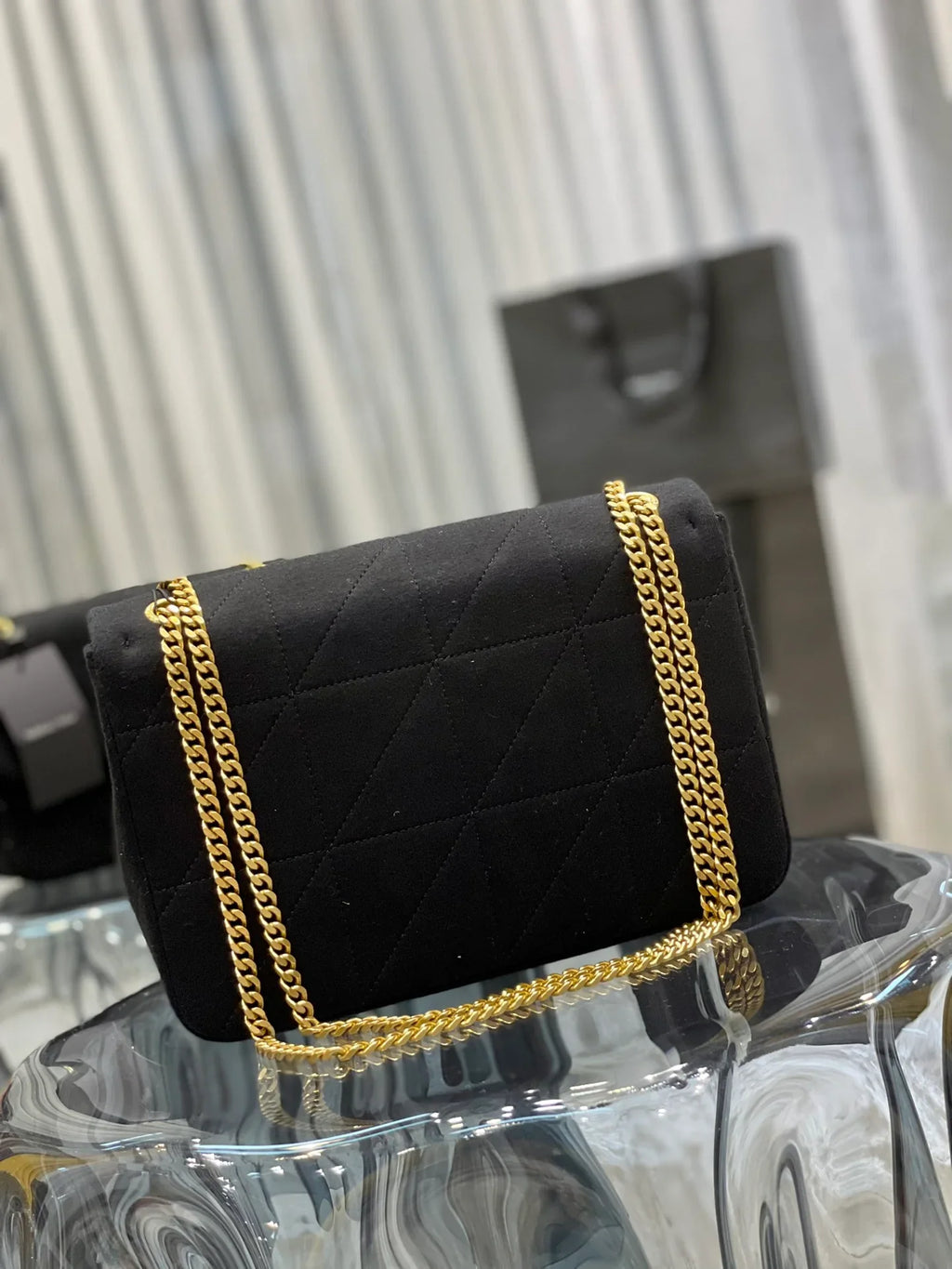 YSL Jamie Medium Chain Bag Black Carré Rive Gauche 24_15.5_6.5cm
