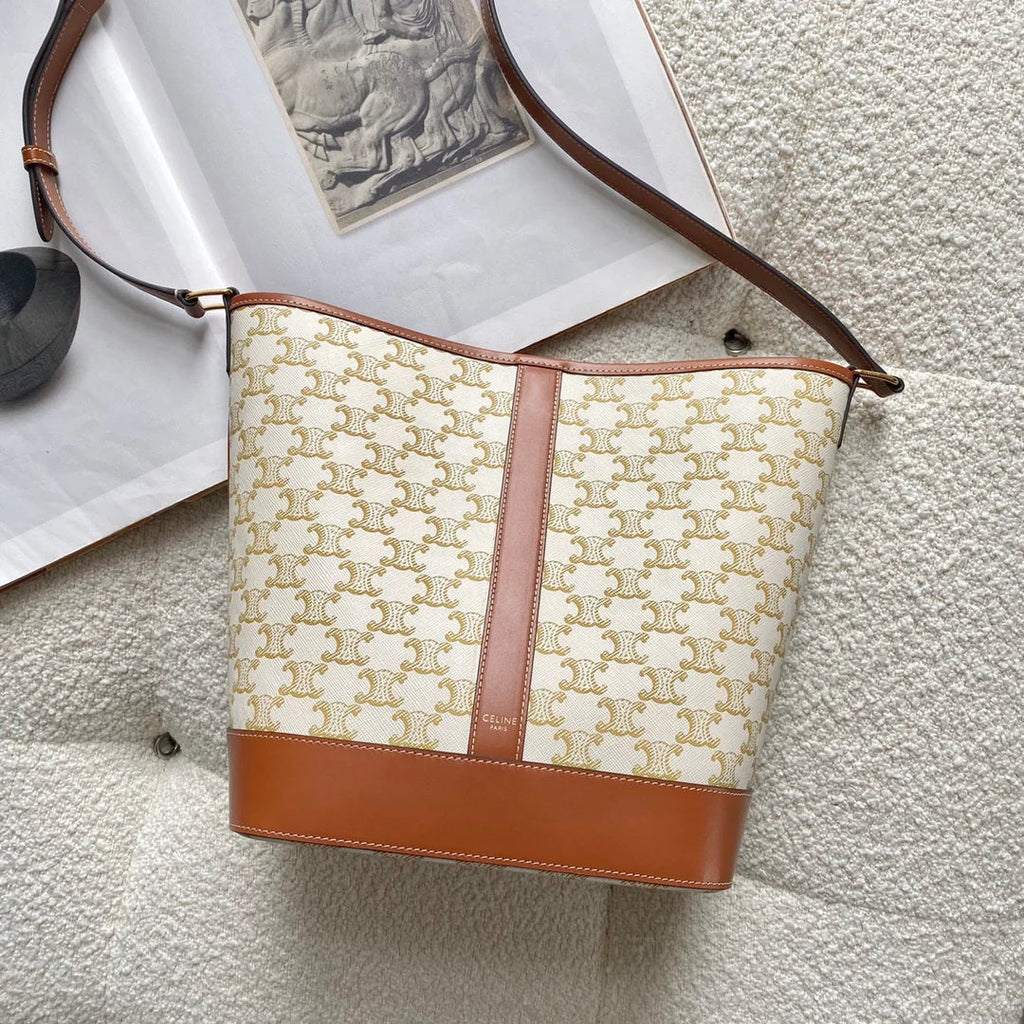 Celine flower white 33 medium bucket bag 33_27_17cm