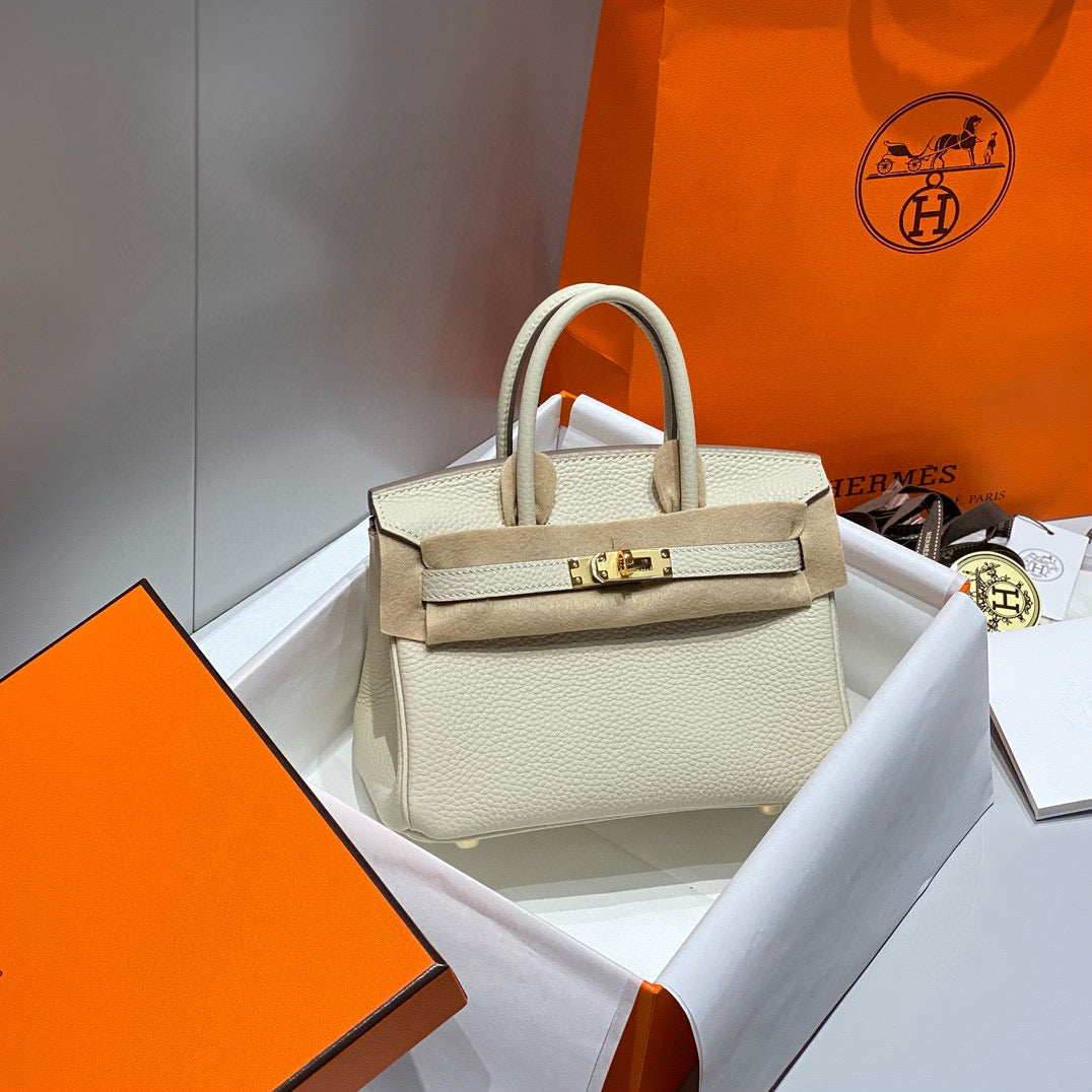 HM BIRKIN 20CM BAG MILKY WHITE TOGO LEATHER GOLD HARDWARE