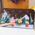 ZIPPY WALLET 19 CM IN BROWN MONOGRAM CALFSKIN WITH COLORFUL STICKER