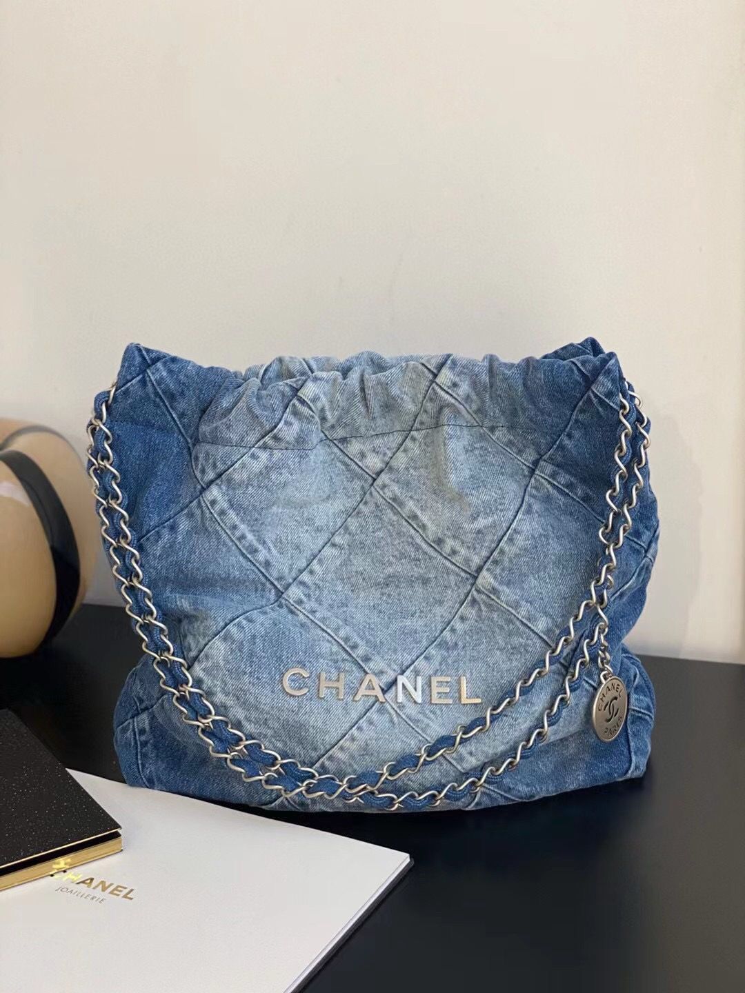 CC hobo 35cm jean Silver Hardware