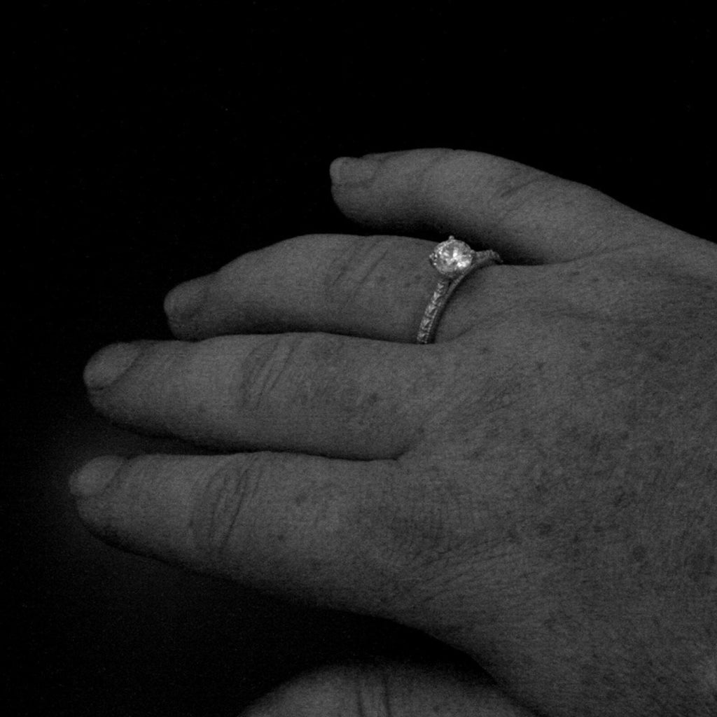 Silver Engagement Ring~Antique Style Ring~Vintage Style Ring~CZ Engagement Ring~Moissanite Engagement Ring~White Topaz~Renaissance Romance