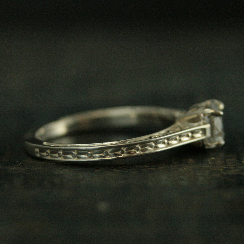 Silver Engagement Ring Enchanted Cathedral Setting Elegant Engagement Ring Filigree Ring Antique Style Ring Vintage Look Scroll Pattern