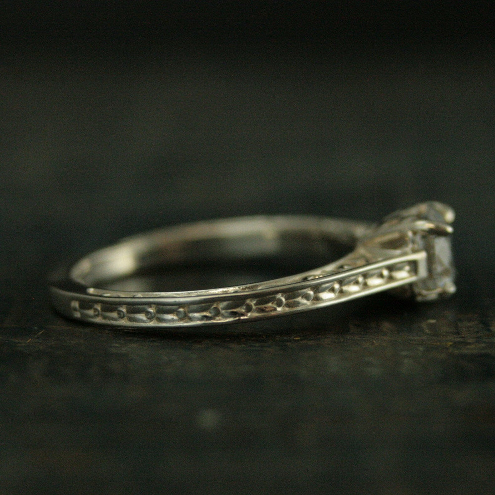 Silver Engagement Ring Enchanted Cathedral Setting Elegant Engagement Ring Filigree Ring Antique Style Ring Vintage Look Scroll Pattern