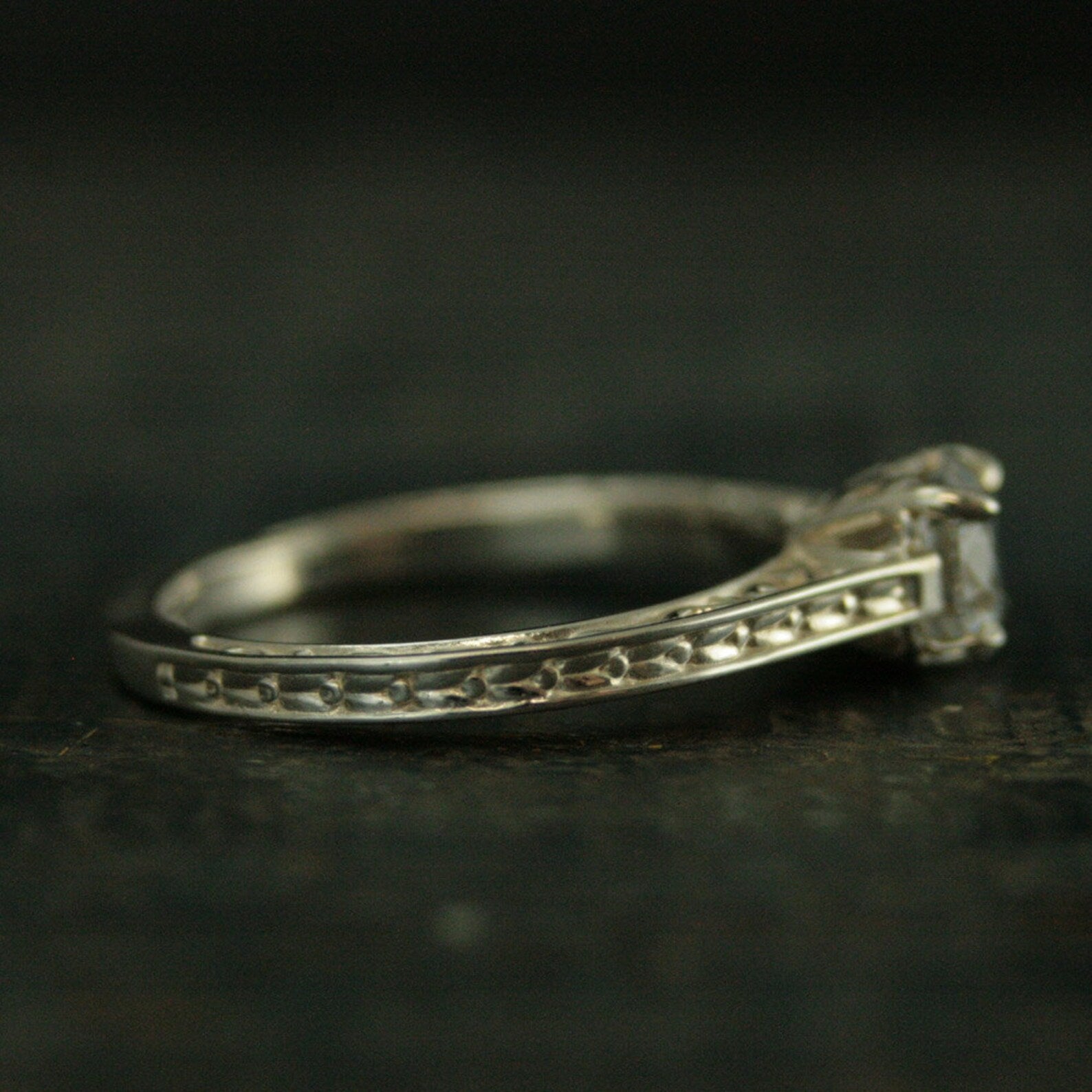 SALE Silver Engagement Ring Cubic Zirconia Engagement Ring CZ Ring White Topaz Ring The Enchanted Cathedral Setting Elegant Engagement Ring