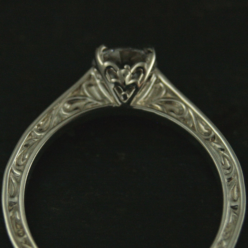 Silver Engagement Ring Enchanted Cathedral Setting Elegant Engagement Ring Filigree Ring Antique Style Ring Vintage Look Scroll Pattern