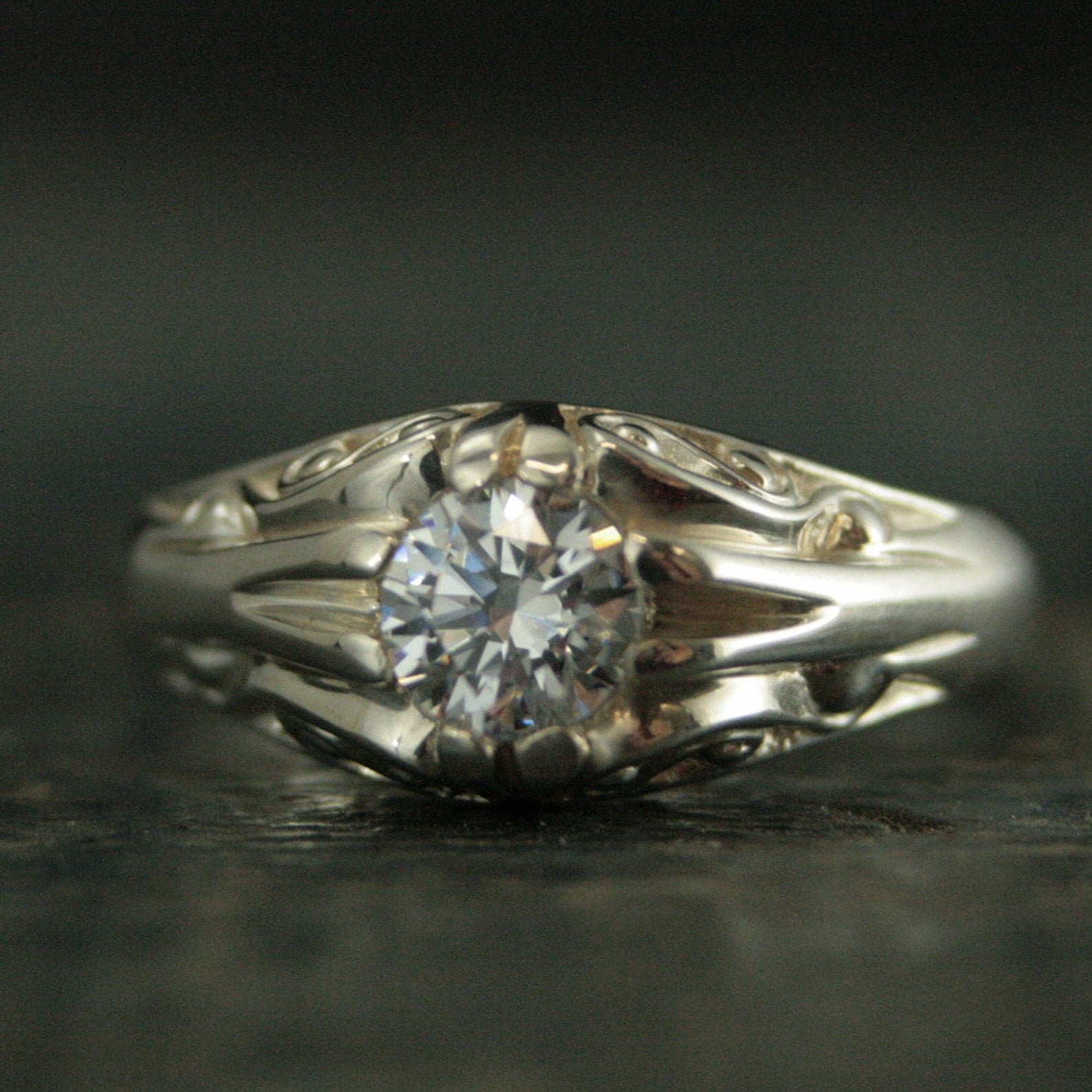 Cleopatra--Sterling Silver Belcher Style Ring--Antique Style Ring--Vintage Style Ring--Victorian Style Ring--Silver Belcher Ring