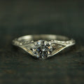 SALE Sterling Silver Engagement Ring Rapunzel Unique Engagement Ring Cathedral Setting Vine Embossed Ring White Topaz Ring CZ Promise Ring