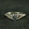 Sterling Silver Engagement Ring Rapunzel Unique Engagement Ring Cathedral Setting Vine Embossed Ring Moissanite Ring CZ Ring Promise Ring