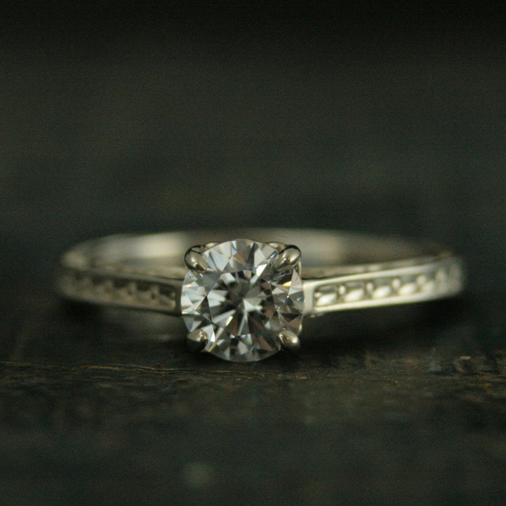 Silver Engagement Ring Enchanted Cathedral Setting Elegant Engagement Ring Filigree Ring Antique Style Ring Vintage Look Scroll Pattern