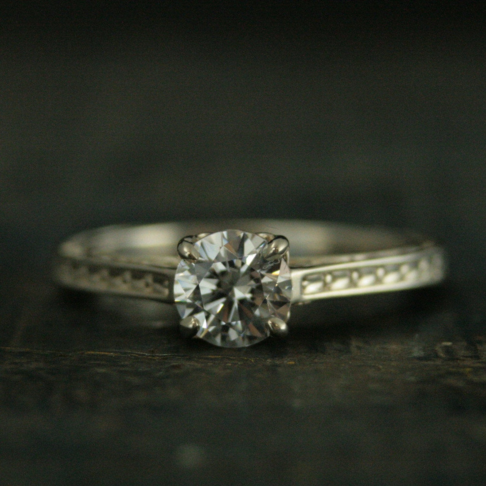 SALE Silver Engagement Ring Cubic Zirconia Engagement Ring CZ Ring White Topaz Ring The Enchanted Cathedral Setting Elegant Engagement Ring