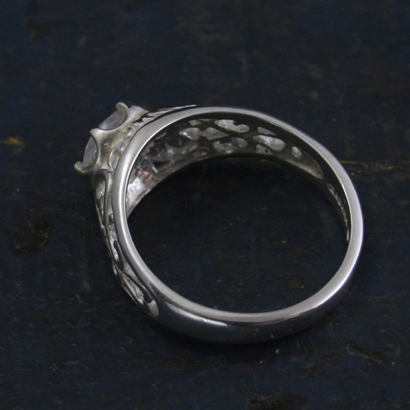 Sleeping Beauty~Rainbow Moonstone Ring~Filigree Ring~Vintage Style Ring~Antique Style Ring~Faceted Moonstone~Full Cut Moonstone