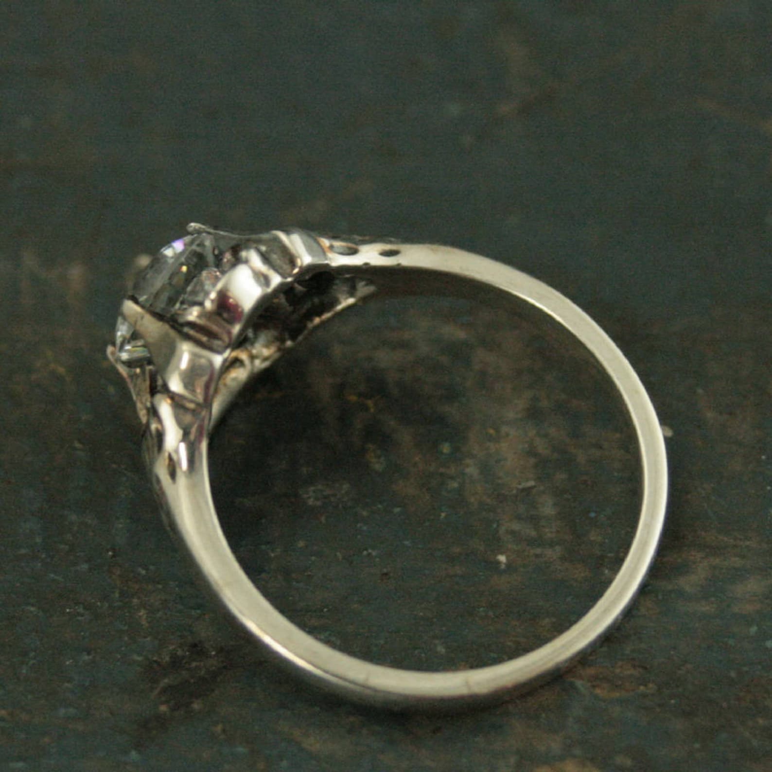 Floral Engagement Ring Antique Style Ring Vintage Style Ring Flower Ring Silver Engagement Ring Promise Ring La France Cubic Zirconia Ring
