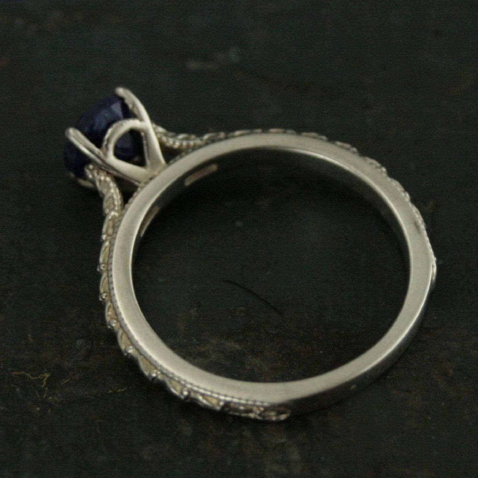 Lapis Lazuli Ring Full Cut Lapis Ring Blue Engagement Ring Antique Style Ring Sterling Silver Alternative Engagement Ring Blue Jeans