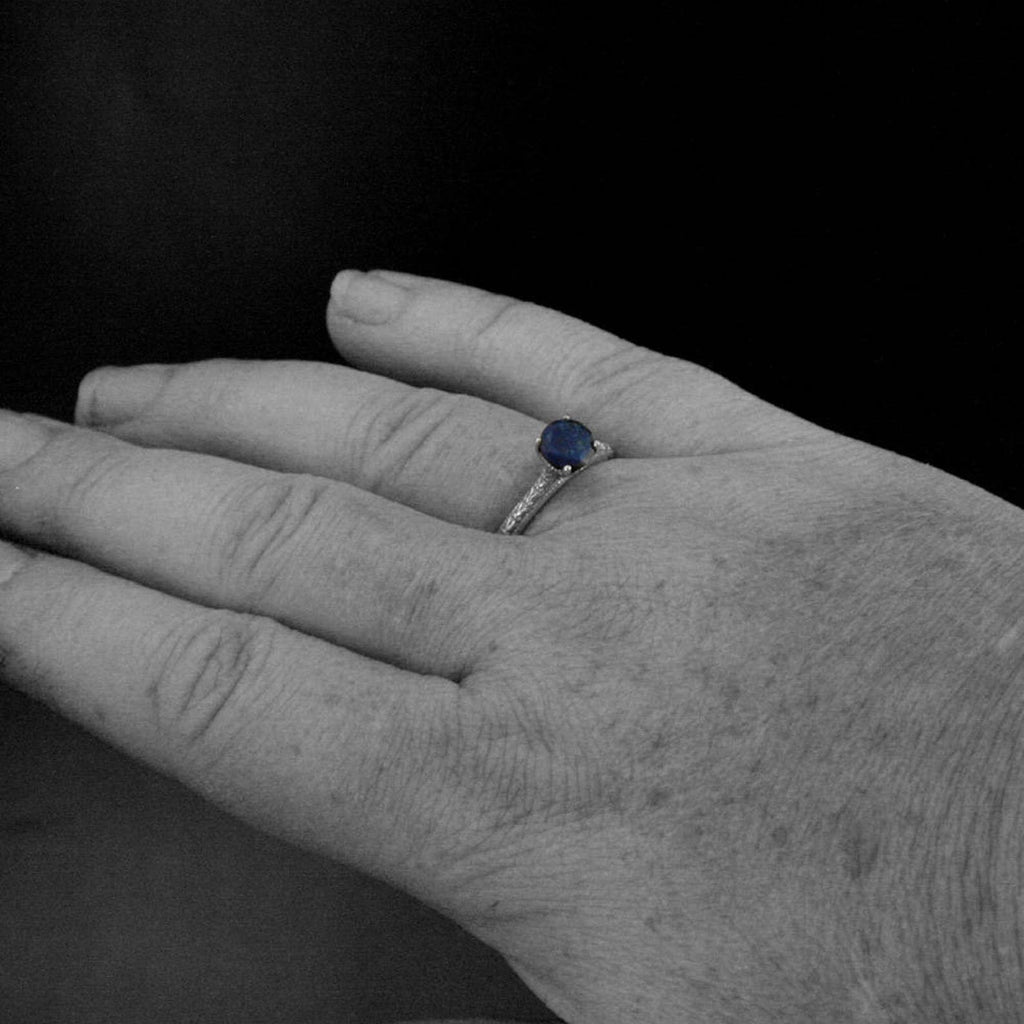 Lapis Lazuli Ring Full Cut Lapis Ring Blue Engagement Ring Antique Style Ring Sterling Silver Alternative Engagement Ring Blue Jeans