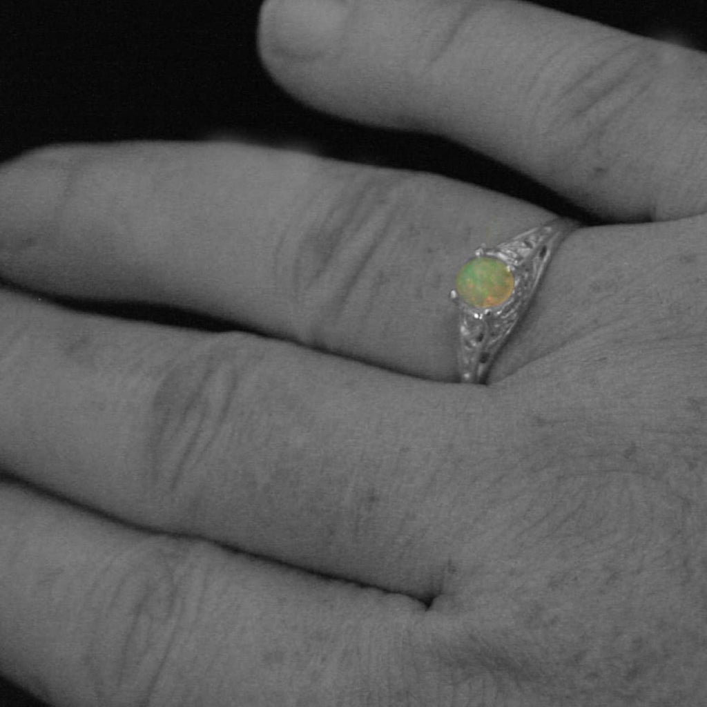 Opal Ring Welo Opal Ring Ethiopian Opal Ring Ethiopian Welo Opal Rose Cut Opal 5mm Opal Ring November Birthstone Filigree Ring Cinderella