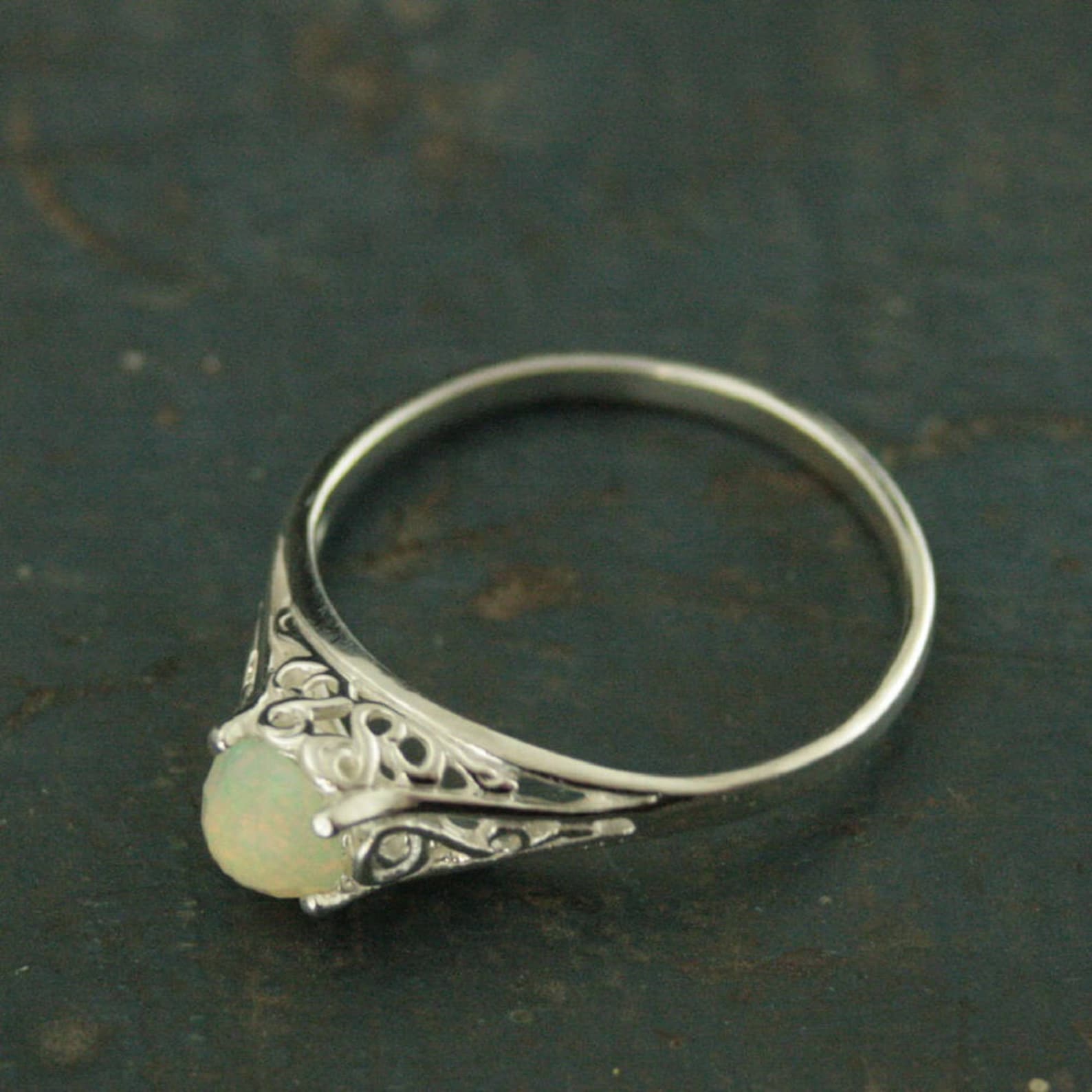 Opal Ring Welo Opal Ring Ethiopian Opal Ring Ethiopian Welo Opal Rose Cut Opal 5mm Opal Ring November Birthstone Filigree Ring Cinderella
