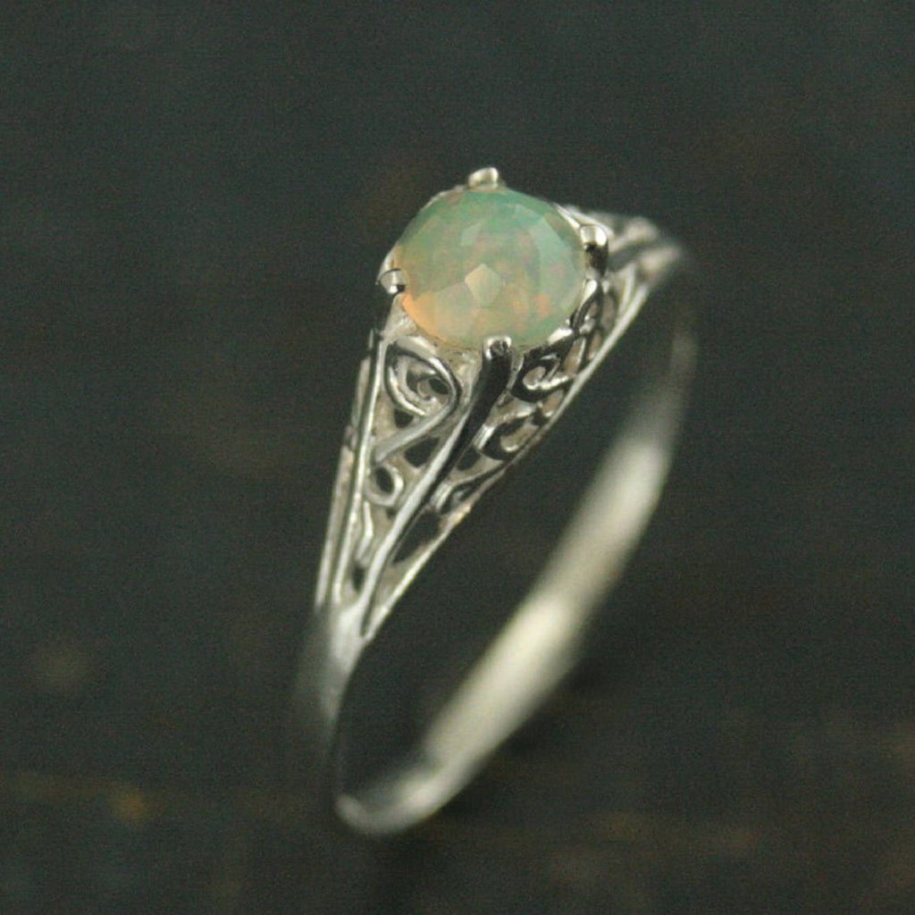 Opal Ring Welo Opal Ring Ethiopian Opal Ring Ethiopian Welo Opal Rose Cut Opal 5mm Opal Ring November Birthstone Filigree Ring Cinderella