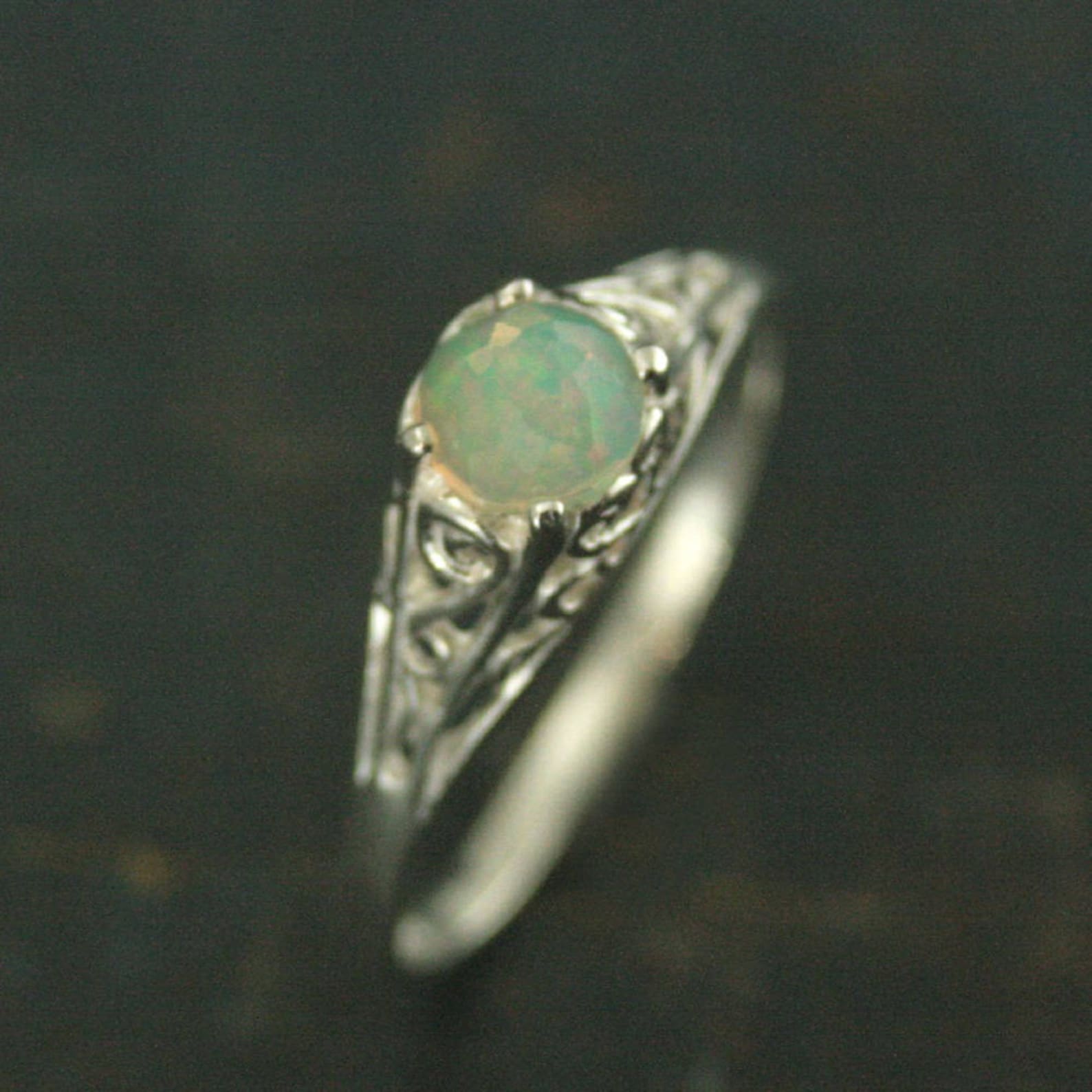 Opal Ring Welo Opal Ring Ethiopian Opal Ring Ethiopian Welo Opal Rose Cut Opal 5mm Opal Ring November Birthstone Filigree Ring Cinderella