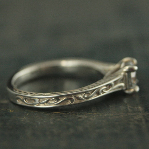 Art Nouveau Engagement Ring Elegant Ring Flourish Cathedral Solitaire Vintage Style Engagement Ring Antique Style Engagement Ring Patterned