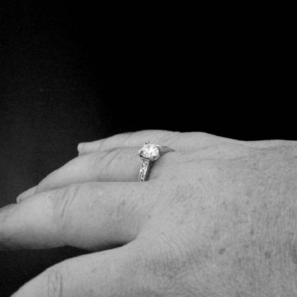 Art Nouveau Engagement Ring Elegant Ring Flourish Cathedral Solitaire Vintage Style Engagement Ring Antique Style Engagement Ring Patterned