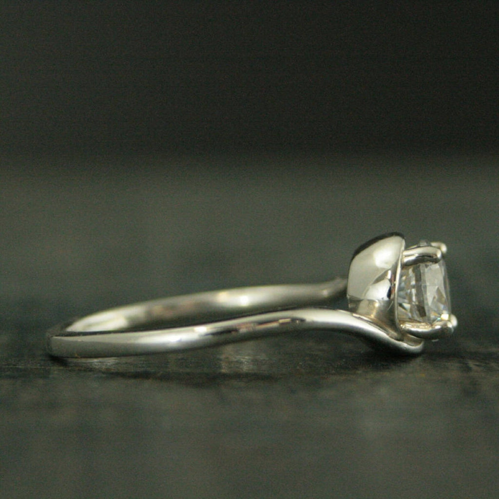 Silver Engagement Ring~Elegant Engagement Ring~Wave Ring~Ocean Ring~Bypass Ring~Solitaire Engagement Ring~Swirl Setting~Modern Engagement