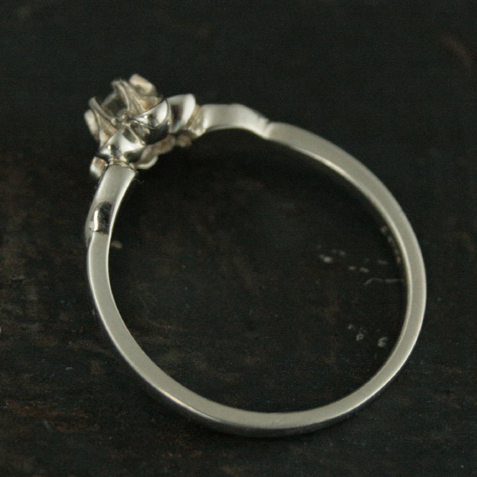 Silver Promise Ring Julie Sweet Sixteen Ring Vintage Style Ring Antique Style Ring Flower Ring Solitaire Birthstone Ring Gift for Her