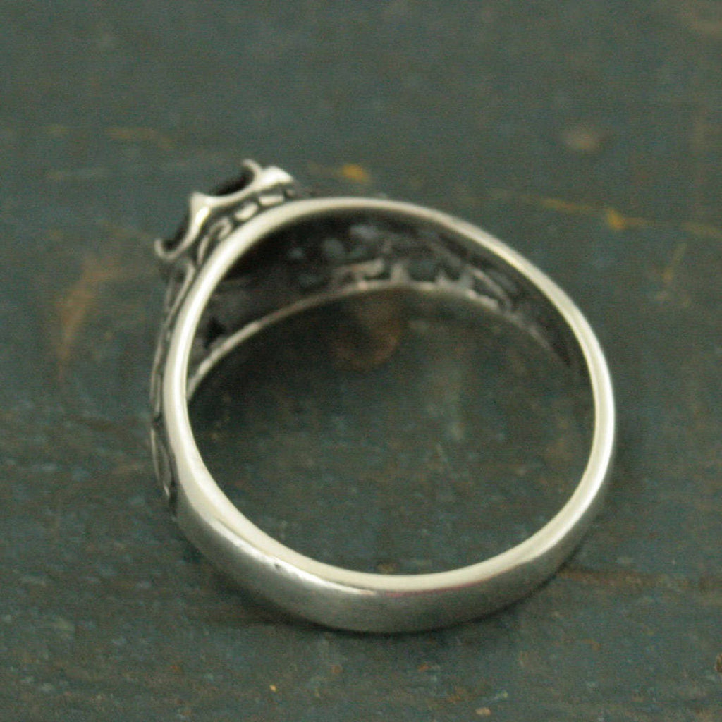 Garnet Ring Silver Filigree Ring Mozambique Garnet Red Ring Sweetheart Ring Promise Ring Maleficent's Heart Oxidized Antiqued Ring