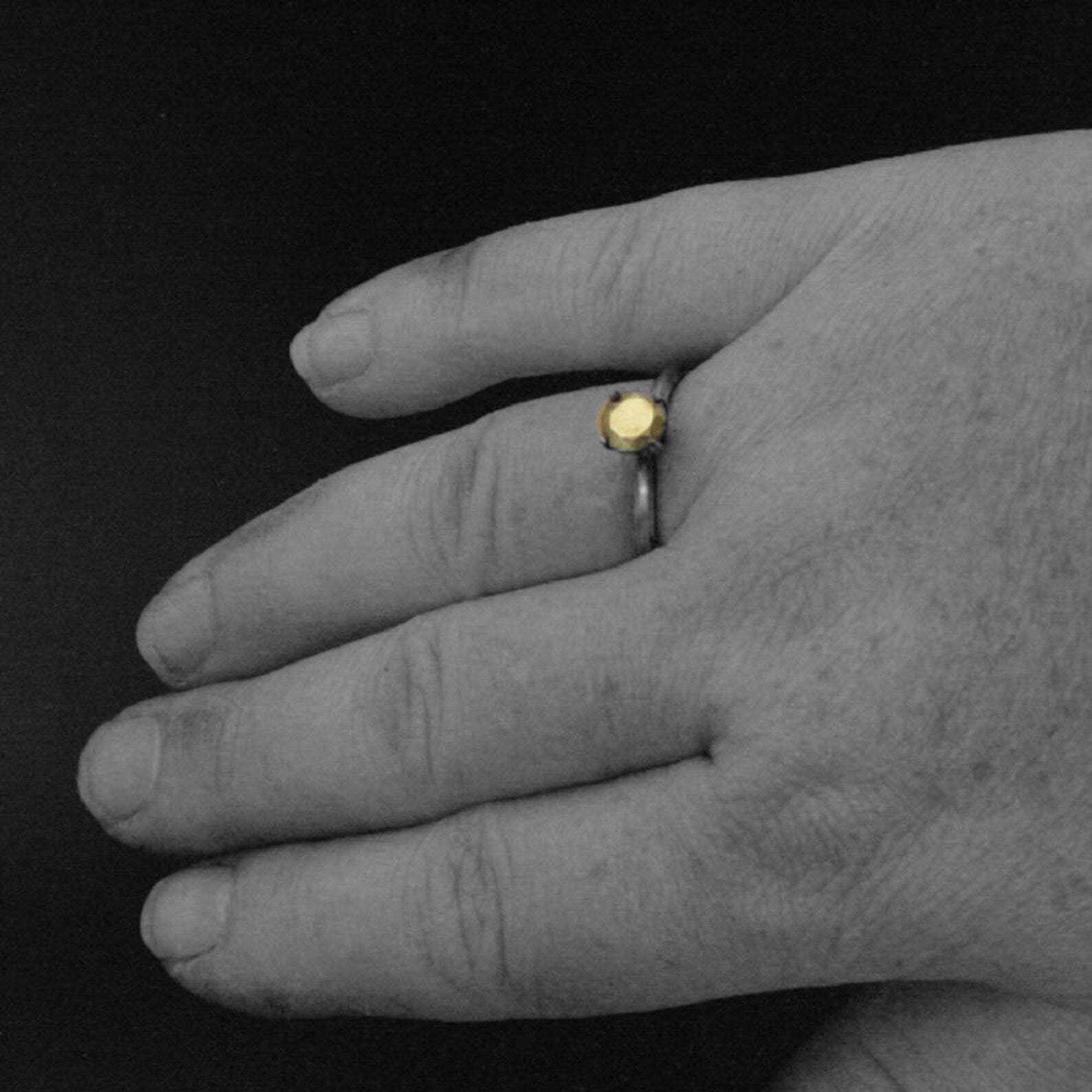 Pyrite Ring Alternative Engagement Ring Mixed Metals Sterling Silver and Pyrite Engagement Ring Gold Stone Ring Pyrite Solitaire Unique