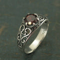 Garnet Ring Silver Filigree Ring Mozambique Garnet Red Ring Sweetheart Ring Promise Ring Maleficent's Heart Oxidized Antiqued Ring