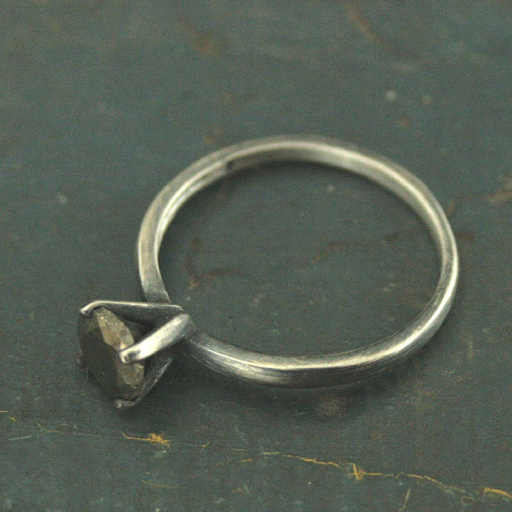 Pyrite Ring Alternative Engagement Ring Mixed Metals Sterling Silver and Pyrite Engagement Ring Gold Stone Ring Pyrite Solitaire Unique