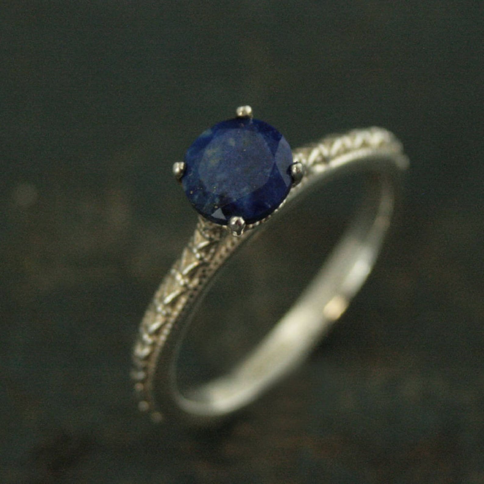 Lapis Lazuli Ring Full Cut Lapis Ring Blue Engagement Ring Antique Style Ring Sterling Silver Alternative Engagement Ring Blue Jeans