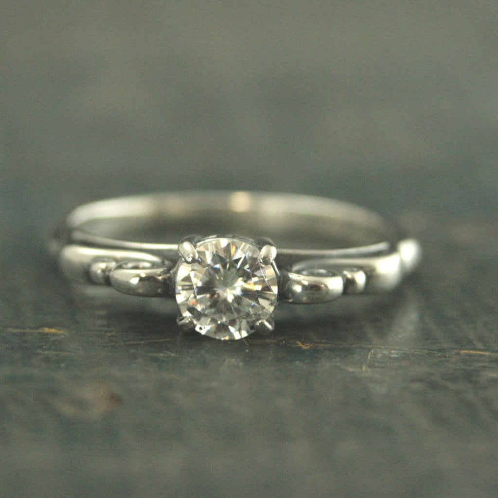 SALE Clear Stone Ring Princess Setting 5mm Round Stone Swirl Ring Silver Promise Ring Cubic Zirconia Ring White Topaz Ring Gift for Her