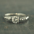 Clear Stone Ring Princess Setting 5mm Round Stone Swirl Ring Silver Promise Ring Moissanite Ring Cubic Zirconia Ring White Topaz Ring