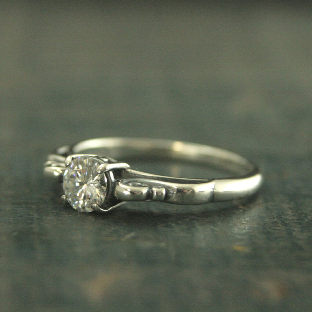 SALE Clear Stone Ring Princess Setting 5mm Round Stone Swirl Ring Silver Promise Ring Cubic Zirconia Ring White Topaz Ring Gift for Her