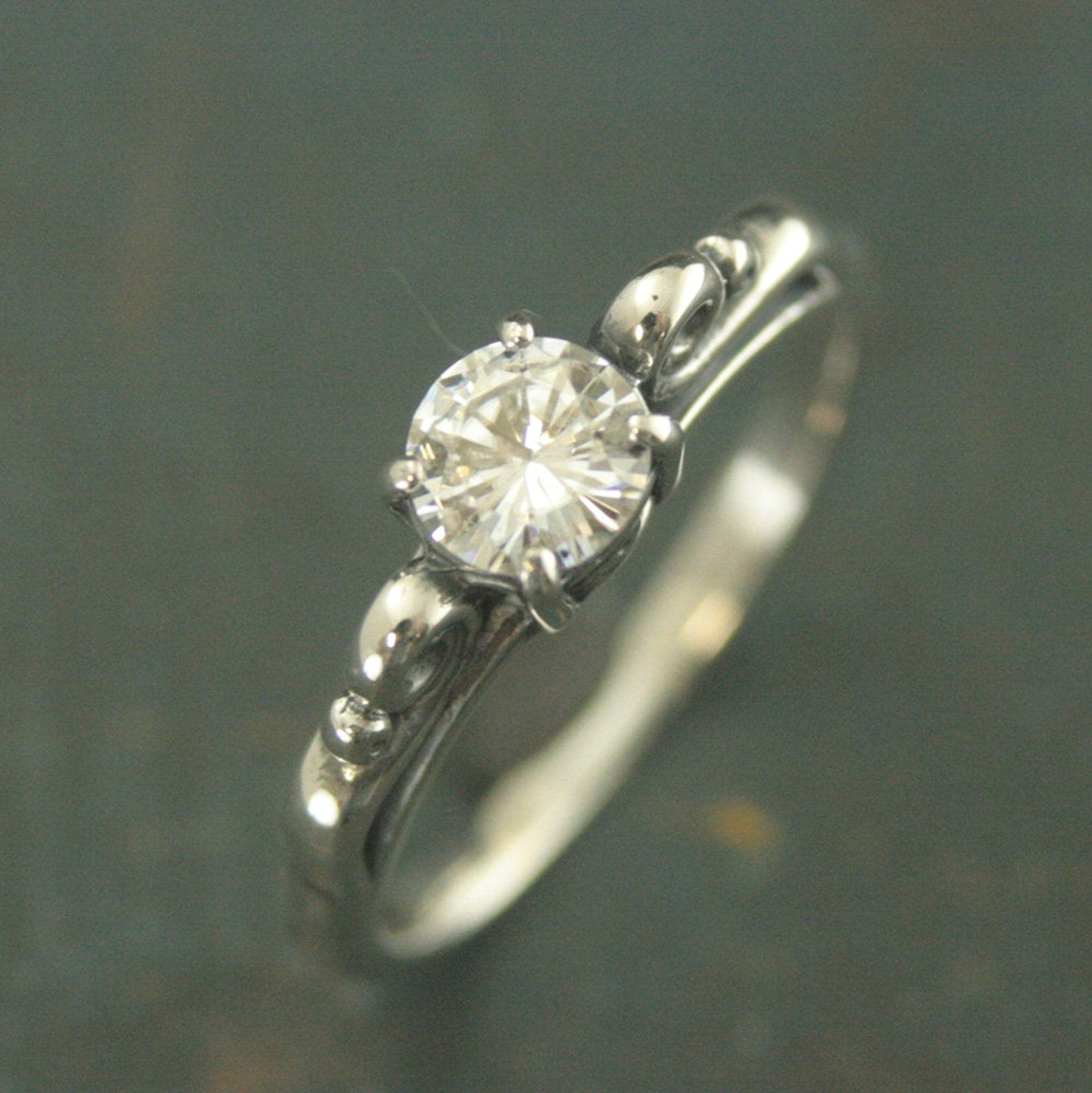 Clear Stone Ring Princess Setting 5mm Round Stone Swirl Ring Silver Promise Ring Moissanite Ring Cubic Zirconia Ring White Topaz Ring