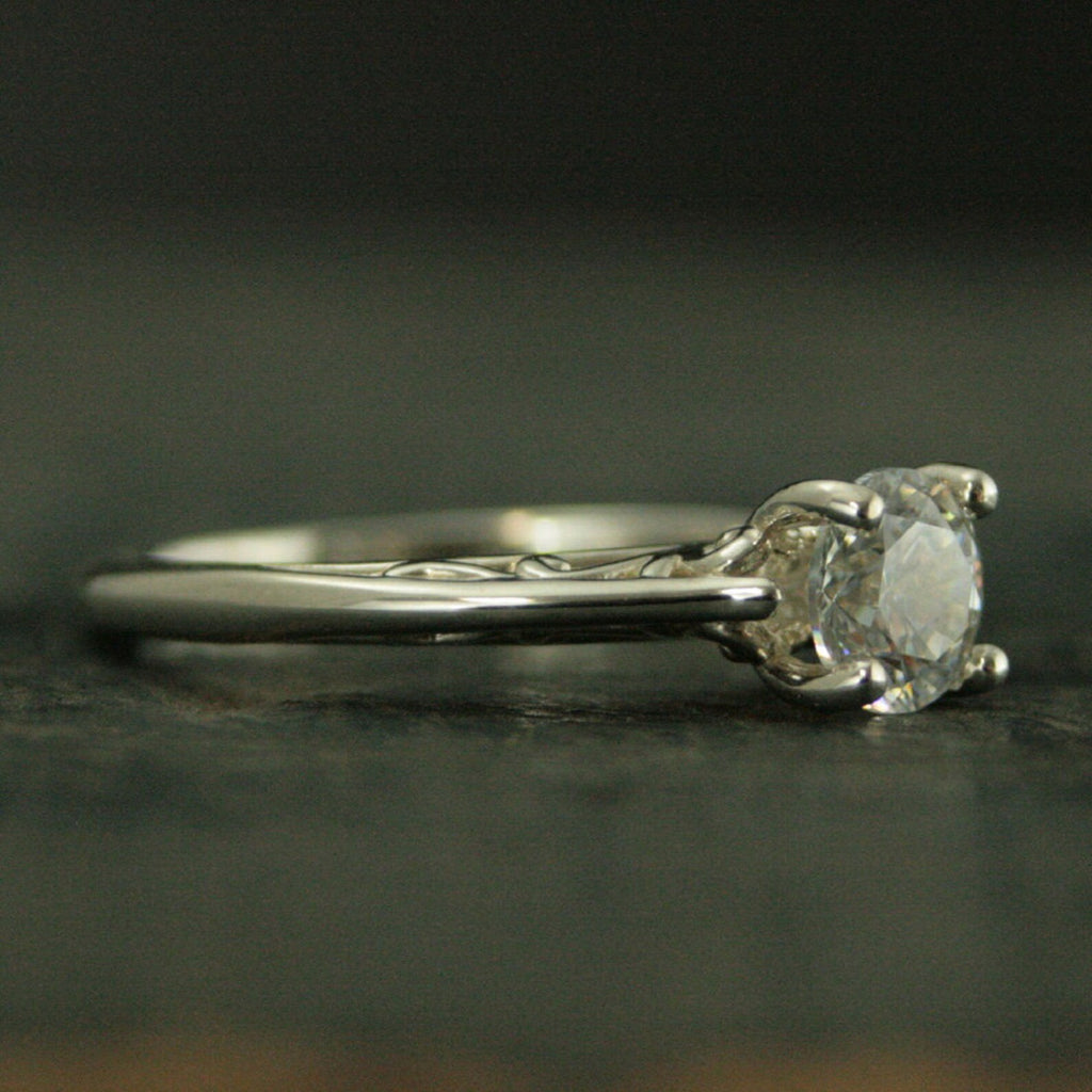 Filigree Engagement Ring Cathedral Solitaire Four Prong Setting Swirl Design Tangled Vine Ring Elegant Silver Ring Art Nouveau Ring Art Deco