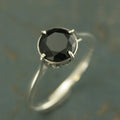 Faux Black Diamond Ring Faceted Onyx Ring Unique Engagement Ring Sterling Silver Engagement Ring NSEW Prong Setting Antique Style Ring