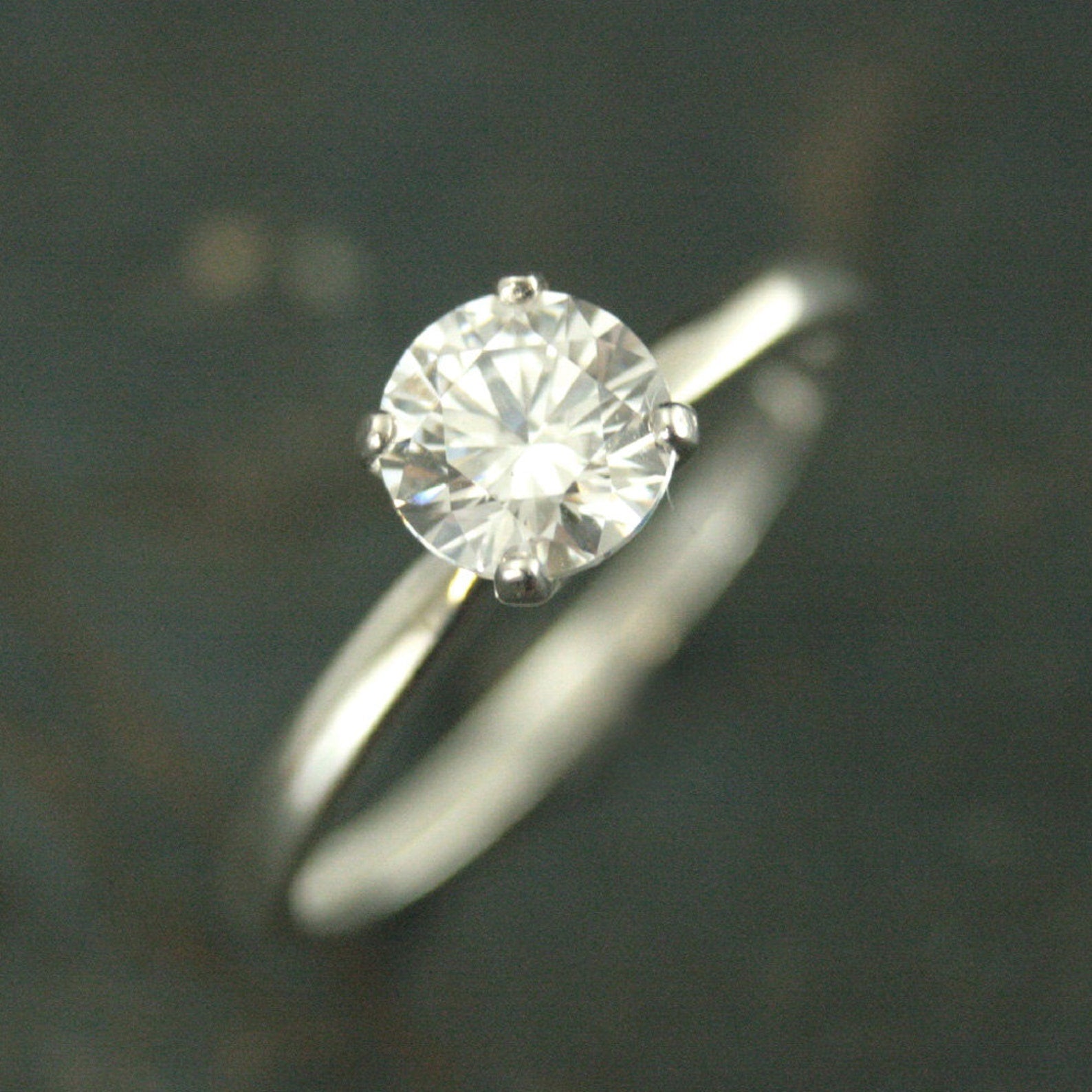 SALE Solitaire Engagement Ring Silver Engagement Ring White Topaz Ring Cubic Zirconia Ring Solitaire Ring Traditional Engagement Ring