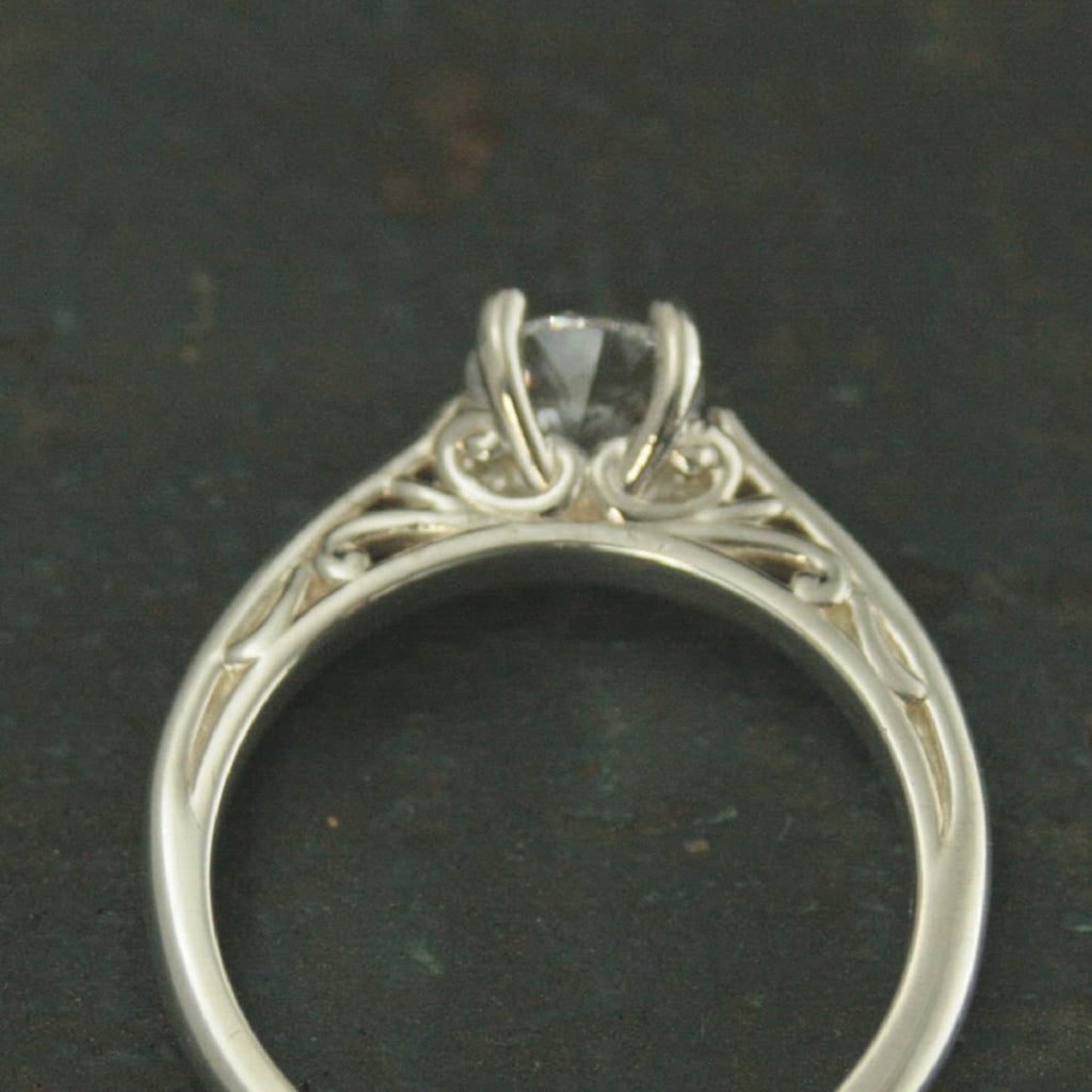 Filigree Engagement Ring Cathedral Solitaire Four Prong Setting Swirl Design Tangled Vine Ring Elegant Silver Ring Art Nouveau Ring Art Deco