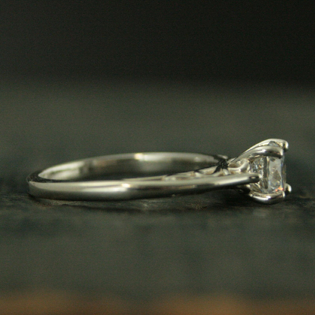 Filigree Engagement Ring Cathedral Solitaire Four Prong Setting Swirl Design Tangled Vine Ring Elegant Silver Ring Art Nouveau Ring Art Deco