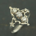 Three Stone Ring Victorian Style Ring Vintage Style Ring Silver Promise Ring Anniversary Ring Steampunk Ring Victoria Triple Stone Ring