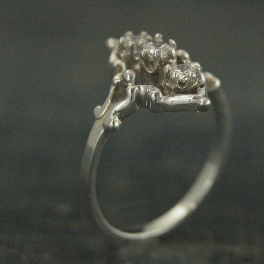 Three Stone Ring Victorian Style Ring Vintage Style Ring Silver Promise Ring Anniversary Ring Steampunk Ring Victoria Triple Stone Ring