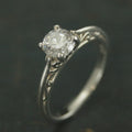 Filigree Engagement Ring Cathedral Solitaire Four Prong Setting Swirl Design Tangled Vine Ring Elegant Silver Ring Art Nouveau Ring Art Deco